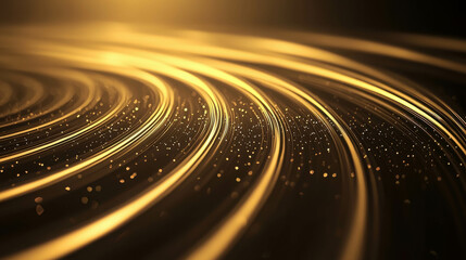 Poster - Abstract Design of Swirling Glowing Lines in a Golden Hue with Sparkling Detail