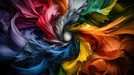 Poster - A vibrant swirl of colorful fabrics creating dynamic waves and patterns, evoking a sense of motion and artistic flair.