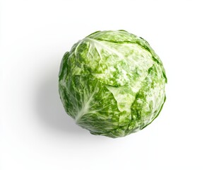 Wall Mural - Fresh green cabbage isolated on white background.