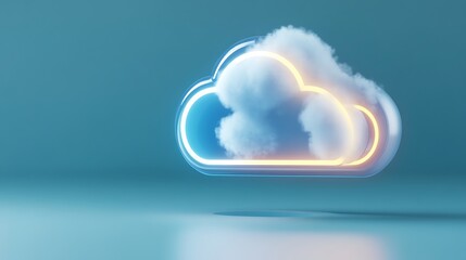 Poster - Ethereal Cloud Formation with Soft Lighting on Solid Background for Digital Design and Conceptual Use