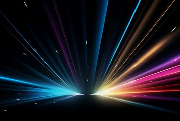 Poster - Colorful light effects on a black background, swirling colorful lights in the dark