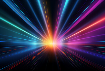 Poster - Colorful light effects on a black background, swirling colorful lights in the dark