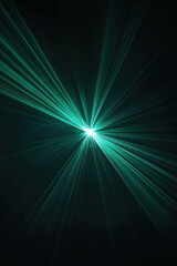 Poster - Glowing Green Light Rays Expanding in Straight Sharp Directions Against a Dark Background