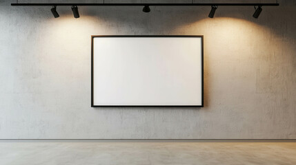 Poster - Large Empty Frame with Matte White Finish Hanging in Modern Gallery Space