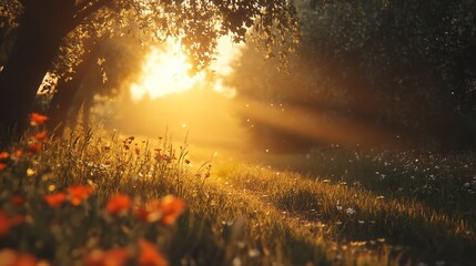 photovoltaic solar panels and wind turbines on agricultural land, creating a sustainable energy solution bathed in sunlight to reduce environmental impact