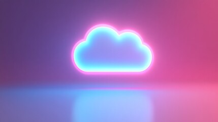 Wall Mural - Neon Cloud Illustration with Blue and Pink Glow on Abstract Background for Digital Artwork or Design Projects