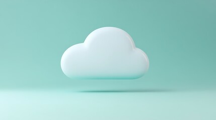 Poster - Soft White Cloud Floating in a Minimalistic Light Green Background for Abstract Design Concepts
