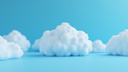 Poster - Soft White Clouds on a Bright Blue Background Perfect for Backgrounds, Textures, and Creative Projects