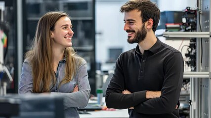 Poster - engineers engage in productive discussion about industrial product development in a modern workspace