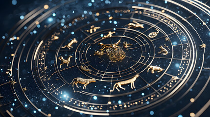 Poster - Astrological symbols celestial realm digital art cosmic environment abstract viewpoint zodiac interpretation