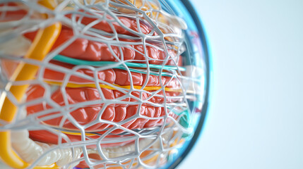 Poster - Neuroscience model laboratory setting educational content scientific environment close-up view brain connectivity insights