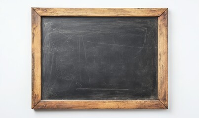Aufkleber - Empty vintage chalkboard with wooden frame on white background.
