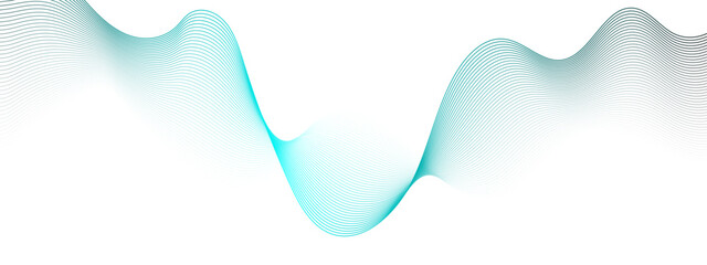 Fototapete - Abstract Minimalist Wave Gradient Design. Aqua and White Fluid Art Background. Curved wave smooth stripe seamless pattern. Twisted curve lines with blend effect. energy waves technology concept