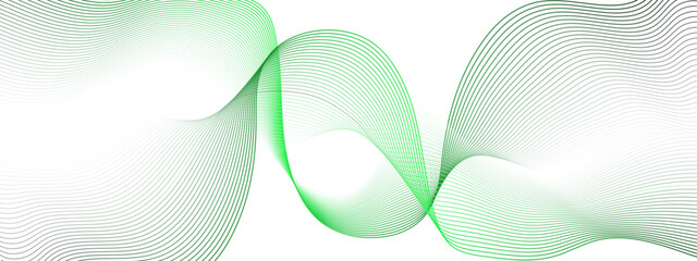 Poster - Abstract Minimalist Wave Gradient Design. Green and White Fluid Art Background. Curved wave smooth stripe seamless pattern. Twisted curve lines with blend effect. energy waves technology concept