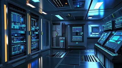 Aufkleber - futuristic data center server room featuring advanced technology and ambient lighting, futuristic da