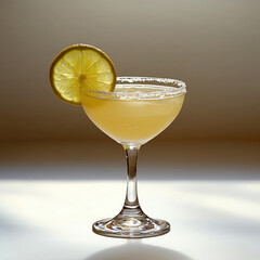 Canvas Print - A lemon margarita drink against white background.