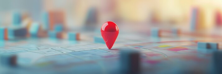 Poster - Red location pin on a map.