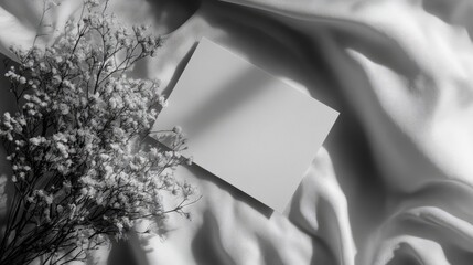 Fototapete - A simple wedding card in a black-and-white theme with clean, modern typography