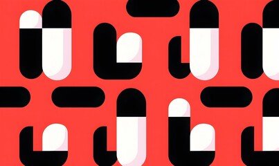 Poster - Capsule Geometry, Intricate design resembling medicine capsules, showcasing vibrant colors and symmetrical shapes, evoking a sense of modernity and innovation.