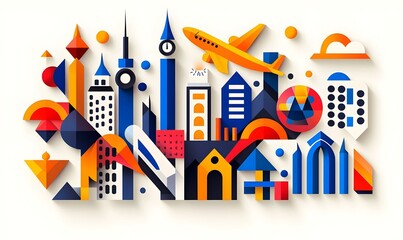 Poster - Geometric Calendar Arrangement, an intricate design featuring various shapes and colors, symbolizing the passage of time and organization.