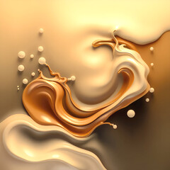 Leinwandbilder - Abstract scene with fluid motion represented by milk and coffee shapes. Creative concept