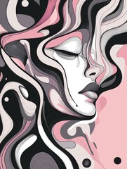 Wall Mural - Abstract portrait in swirling colors. AI.