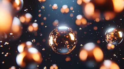 Poster - Glowing Orbs in an Abstract Bokeh Pattern, a vibrant display of luminous spheres blending seamlessly with a rich, colorful background.