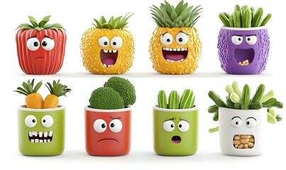 Poster - Animated Probiotic Characters, a vibrant collection of whimsical, exaggerated probiotic figures showcasing playful expressions and lively colors.
