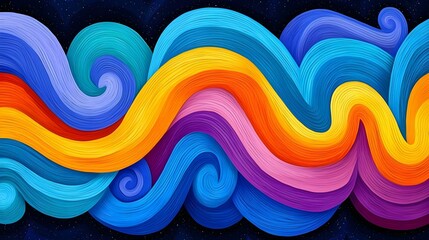 Poster - Whimsical Dance of Colorful Swirls, a vibrant explosion of swirling hues creating a playful and dynamic visual experience.