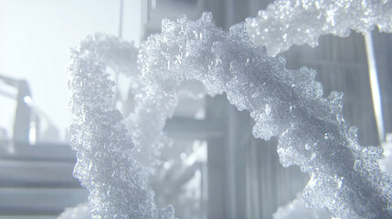 Poster - Close up of glass structure with intricate snow crystal patterns on surface