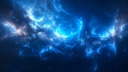 Wall Mural - a stunning blue supernova galaxy filled with luminous energy in the vastness of space. generative ai