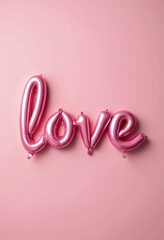 Wall Mural - a pink balloon lettering of the word love on a pink background