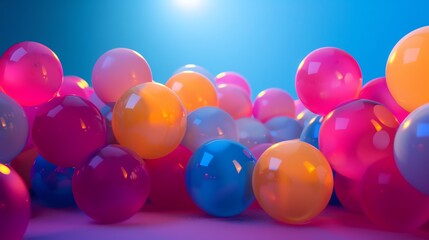 Wall Mural - A beautiful and festive image of a bunch of brightly colored balloons.