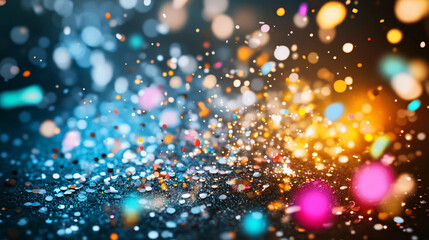 Poster - Abstract bokeh background with colorful blurred lights and shapes in a soft focus effect