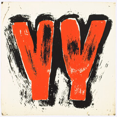Poster - Black and red abstract painting on a white background showcasing modern art style and design elements