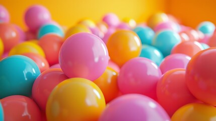 Wall Mural - a lot of colorful balls. the balls are pink, blue, and yellow. the balls are all different sizes. th