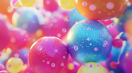 Wall Mural - Amazing 3D rendering of a colorful balloons. The image has a very soft and dreamy feel to it.