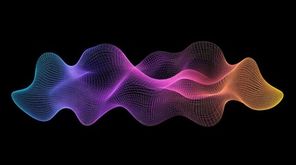 Poster - Abstract AI particle wave glowing with energy, forming a digital neural network on a clean dark gradient background