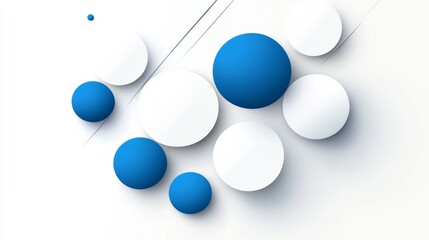 Poster - White background with blue and white circles. The circles are of different sizes and are arranged in a pattern. The image has a modern and abstract feel to it