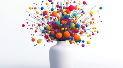 Poster - vase filled with colorful balls. the vase is white and the balls are of different colors. concept of
