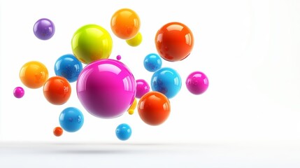 Poster - bunch of colorful balls are floating in the air. the colors are bright and vibrant, creating a livel