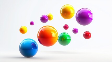 Poster - bunch of colorful balls are floating in the air. the colors are bright and vibrant, creating a livel