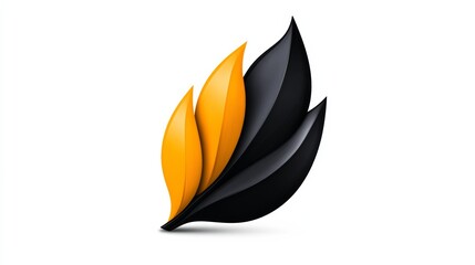 Poster - Leafy design with black and yellow colors. The design is abstract and has a modern look
