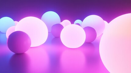 Poster - AI concept of glowing spheres interconnected with bright lines, creating a futuristic digital environment with clean gradients