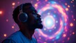 © Kromstar Studios - Meditative African American man using sound therapy to align energy and balance chakras