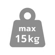 © Tsvetina - 15kg max load capacity. Maximum weight vector icon.