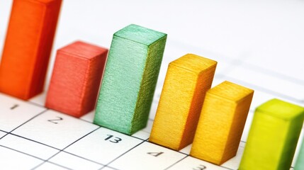Poster - A close-up of glowing bar charts with financial data, representing positive stock market trends and investment growth