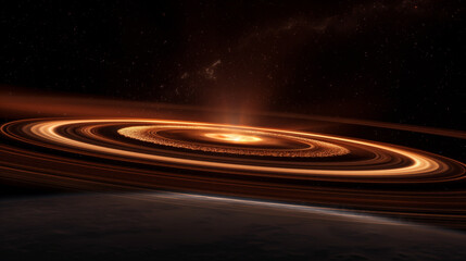 Wall Mural - distant planet with stunning rings and cosmic backdrop illuminated by stars. generative ai