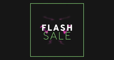 Wall Mural - Image of flash sale text over glowing neon pattern background