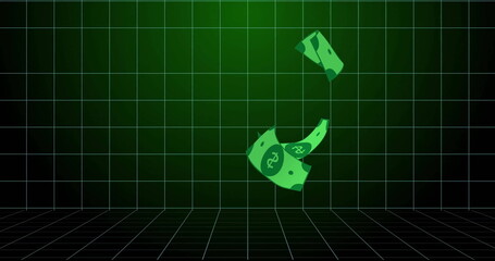 Poster - Image of dollar banknotes over lines on black background